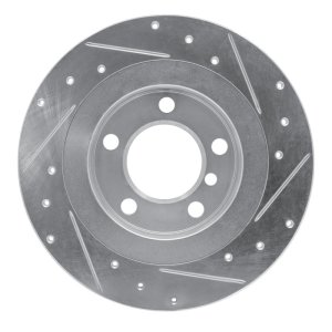 Mini Cooper Countryman Brake Rotor (1) - Rear Left - R1 Concepts - Drilled & Slotted - Silver - `13-`16